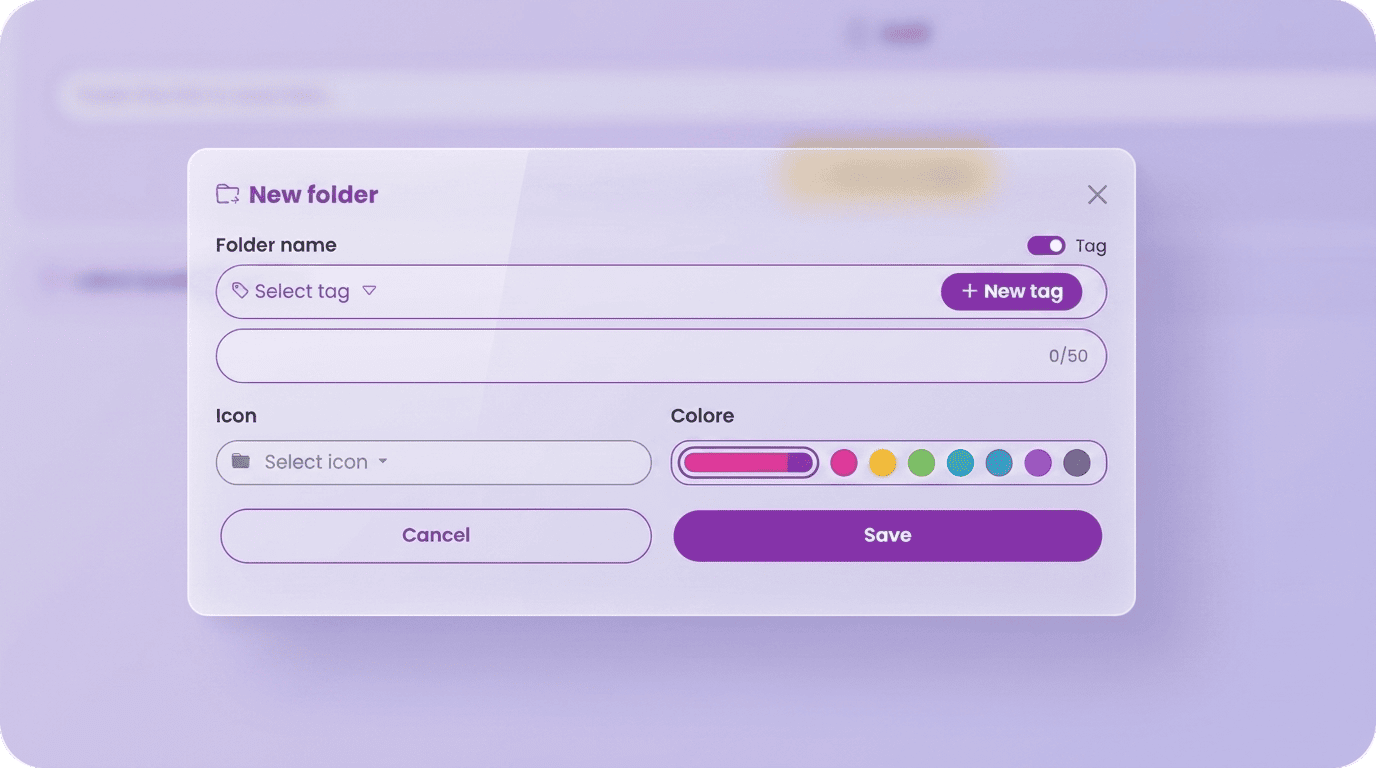 Create a new folder to organize bookmarks