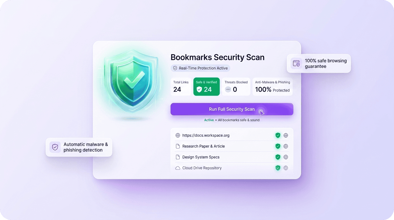 Security scan settings for your bookmarks